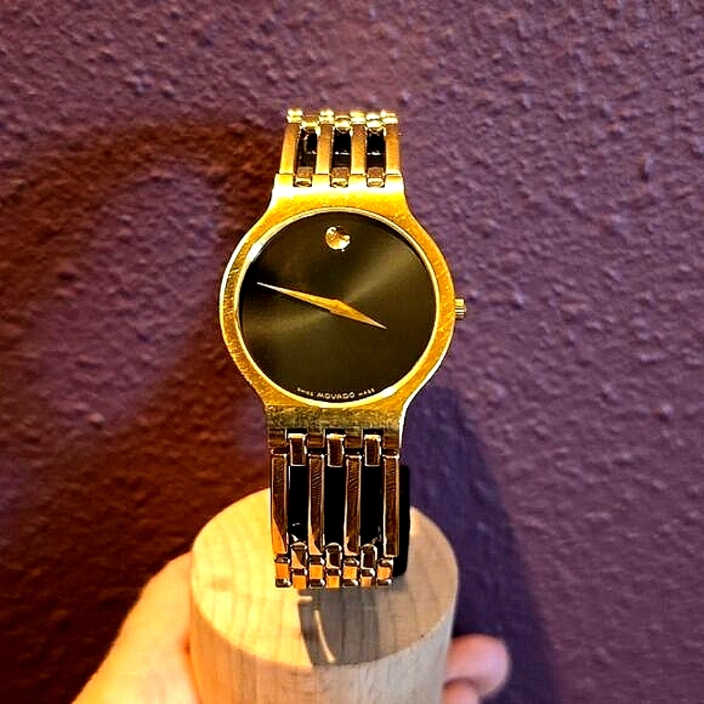 Movado Gold and Black Men's Watch